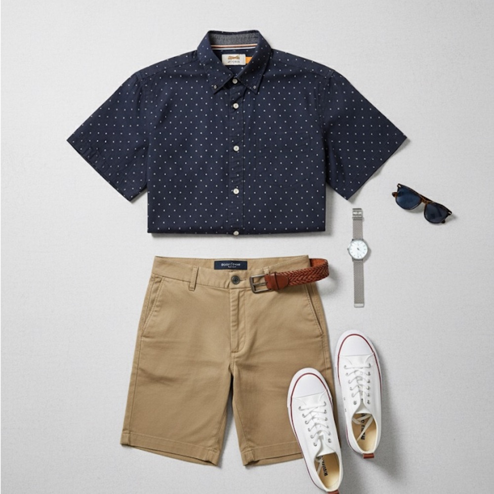 ✨ Le Tigre | Stylish Navy Dot Short Sleeve Button-Up Shirt ✨